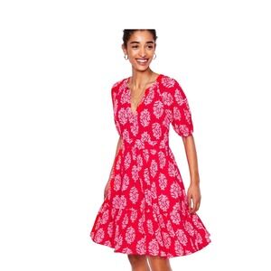 Boden Piper Red Pink Floral Puff Sleeve Tiered‎ Summer Garden Party Dress Sz 4